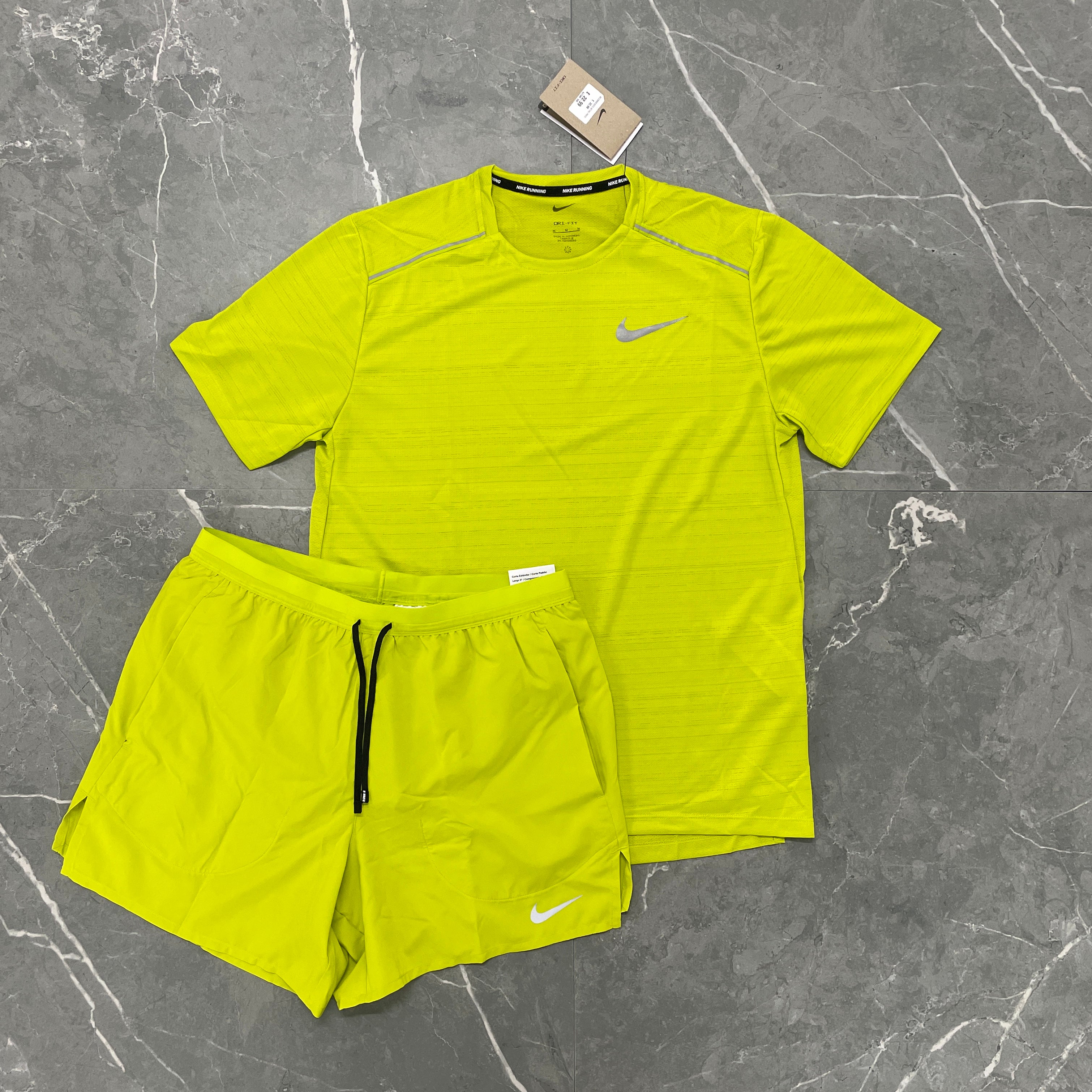 Nike Miler 1.0 & 7” Flex Shorts - Lime Yellow