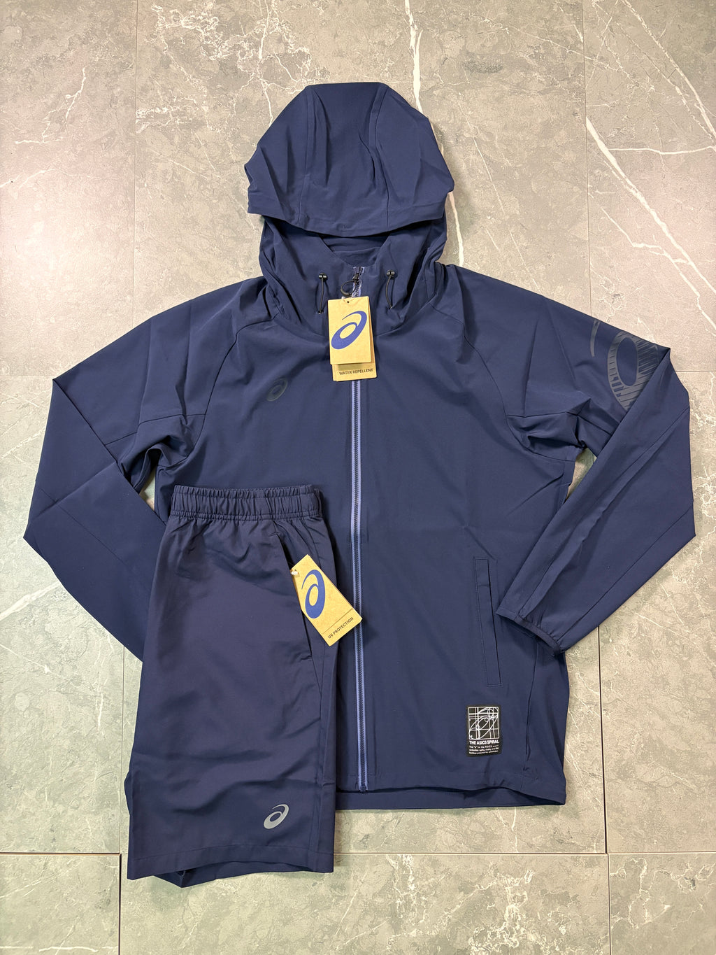 Asics Asia Exclusive Navy Jacket & Shorts Set